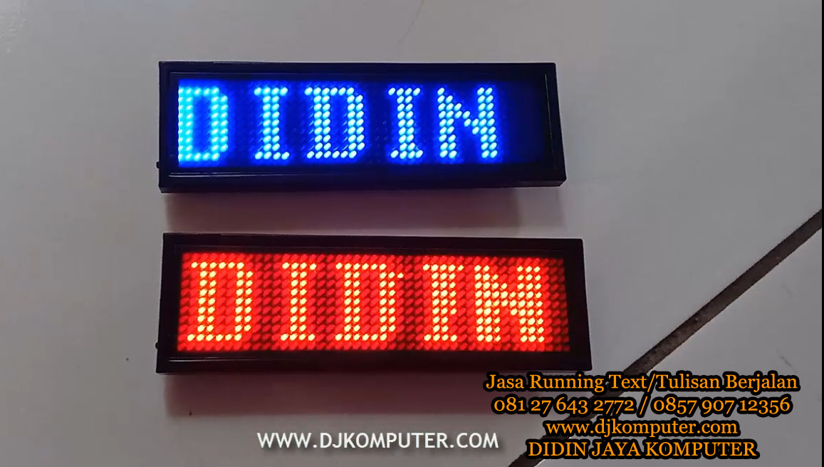Mini LED Mainan running text dengan menggunakan media komputer untuk keperluan truck mini, bus mini, ataupun untuk keperluan Tagname yang digunakan karyawan untuk bekerja.